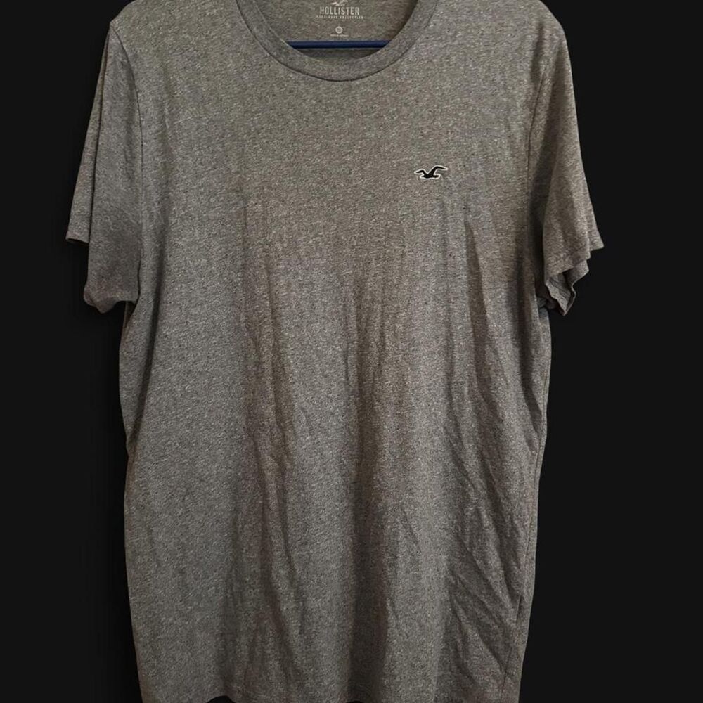 Hollister-co Men's Grey and Brown T-shirt